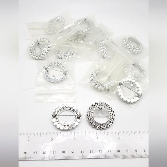 🟢3/$19🟢 2x Silver Round Brooch Setting Mounting Pin Blank DIY Jeweler - Picture 6 of 6